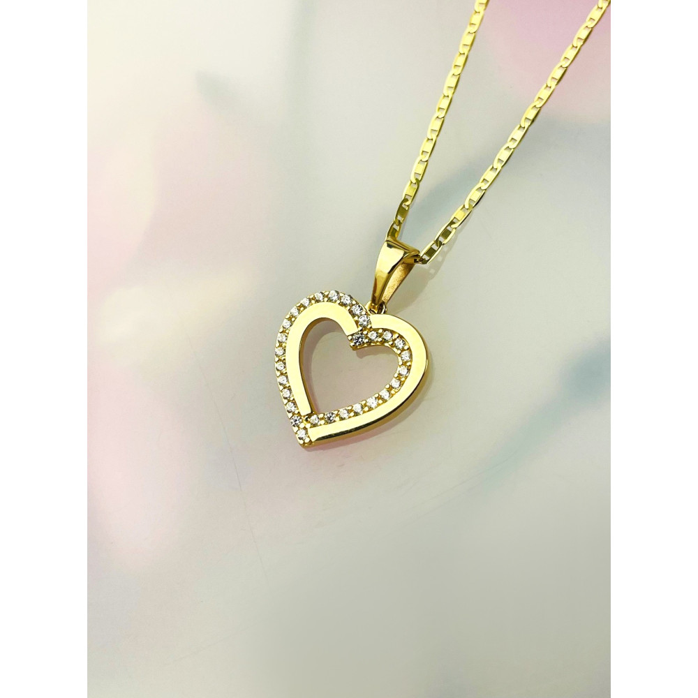 Anhänger Herz Kettenanhänger Gelbgold mit Zirkonia Goldanhänger 585er 14KT