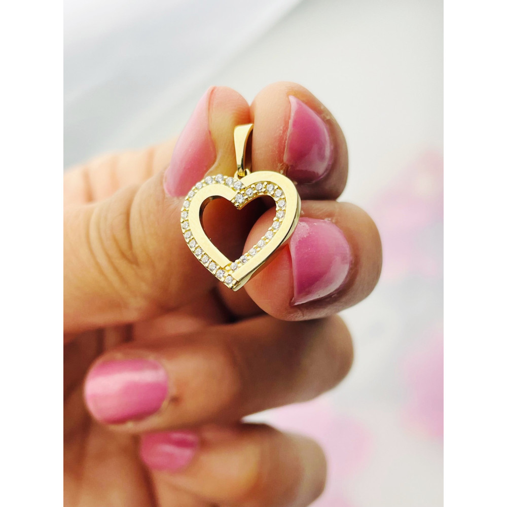 Anhänger Herz Kettenanhänger Gelbgold mit Zirkonia Goldanhänger 585er 14KT