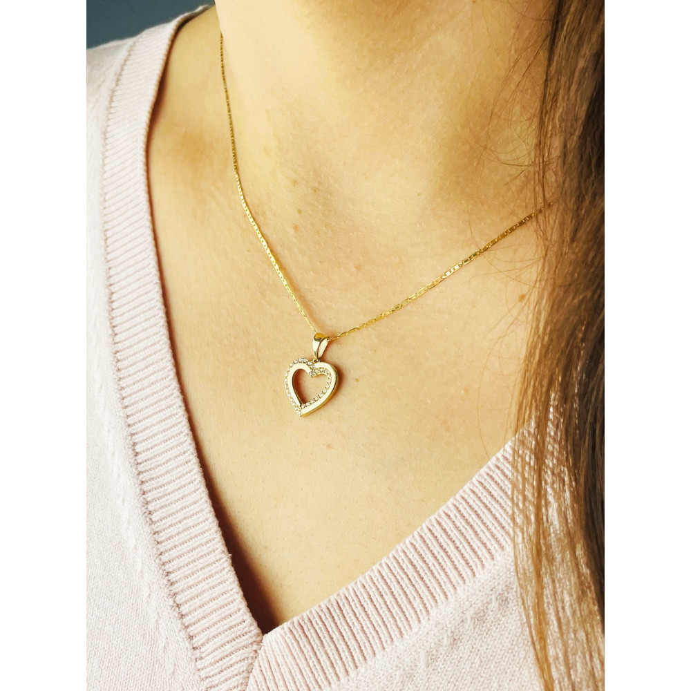 Anhänger Herz Kettenanhänger Gelbgold mit Zirkonia Goldanhänger 585er 14KT