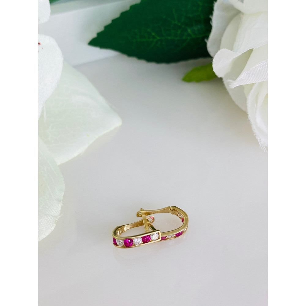 Złote kolczyki małe przecinki z cyrkoniami