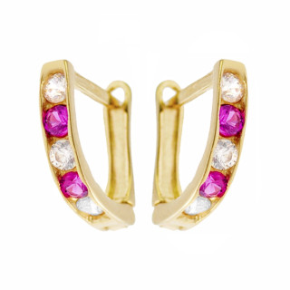 Złote kolczyki przecinki z cyrkoniami