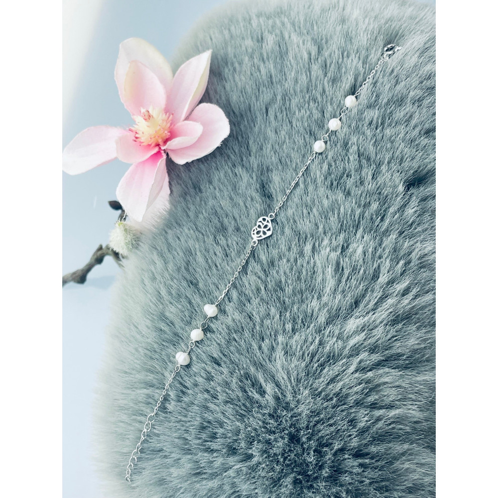 Herz Armband 925 Silber mit Perlen Damen Kinder