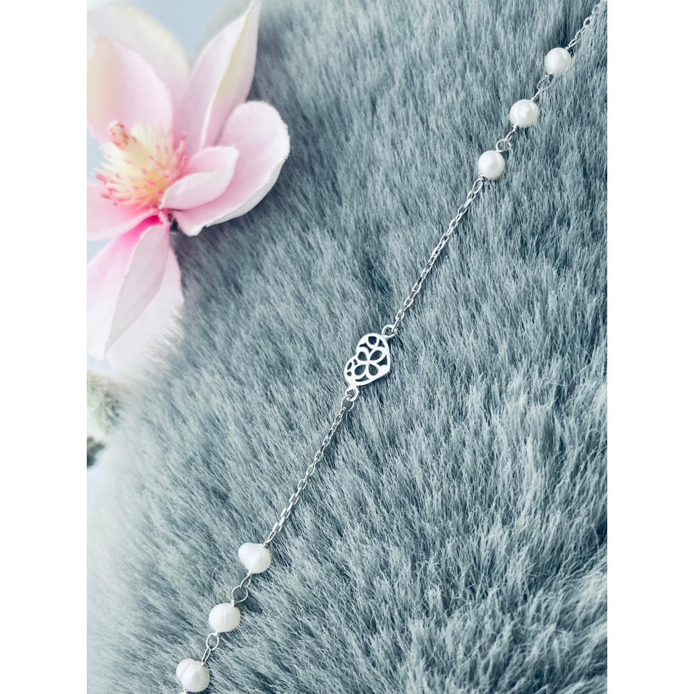 Herz Armband 925 Silber mit Perlen Damen Kinder