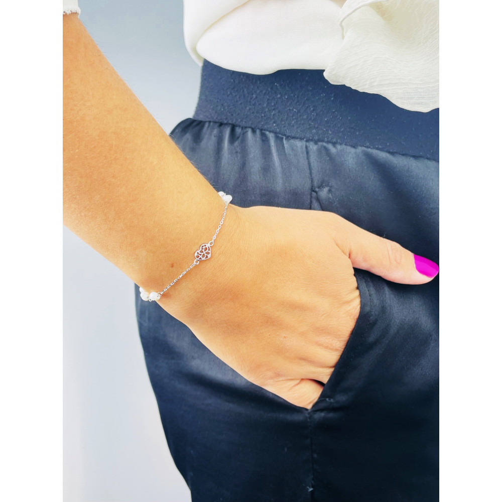 Herz Armband 925 Silber mit Perlen Damen Kinder