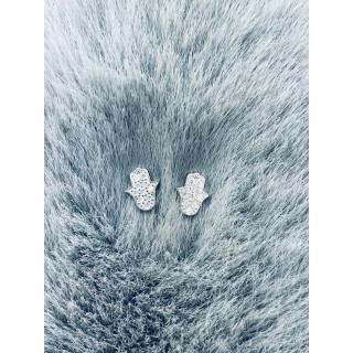 Fatimas Hand 925 Silber Ohrringe mit Zirkonia