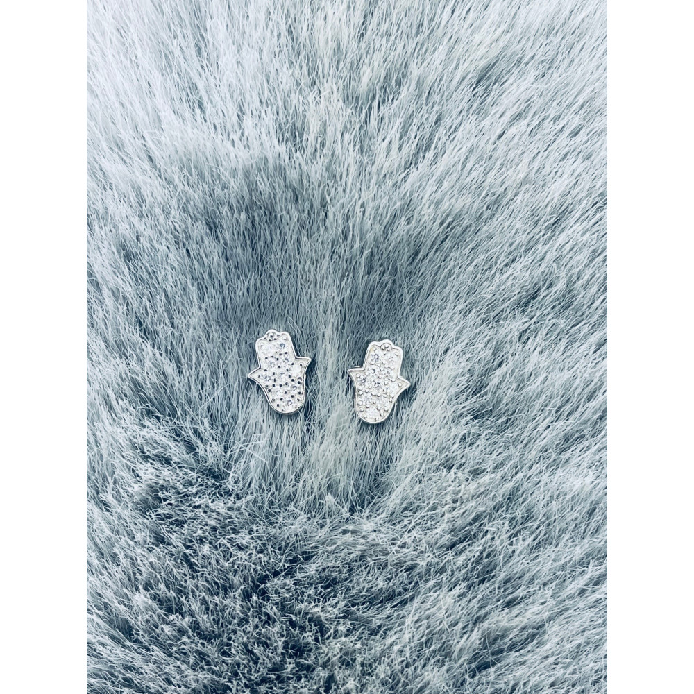 Fatimas Hand 925 Silber Ohrringe mit Zirkonia