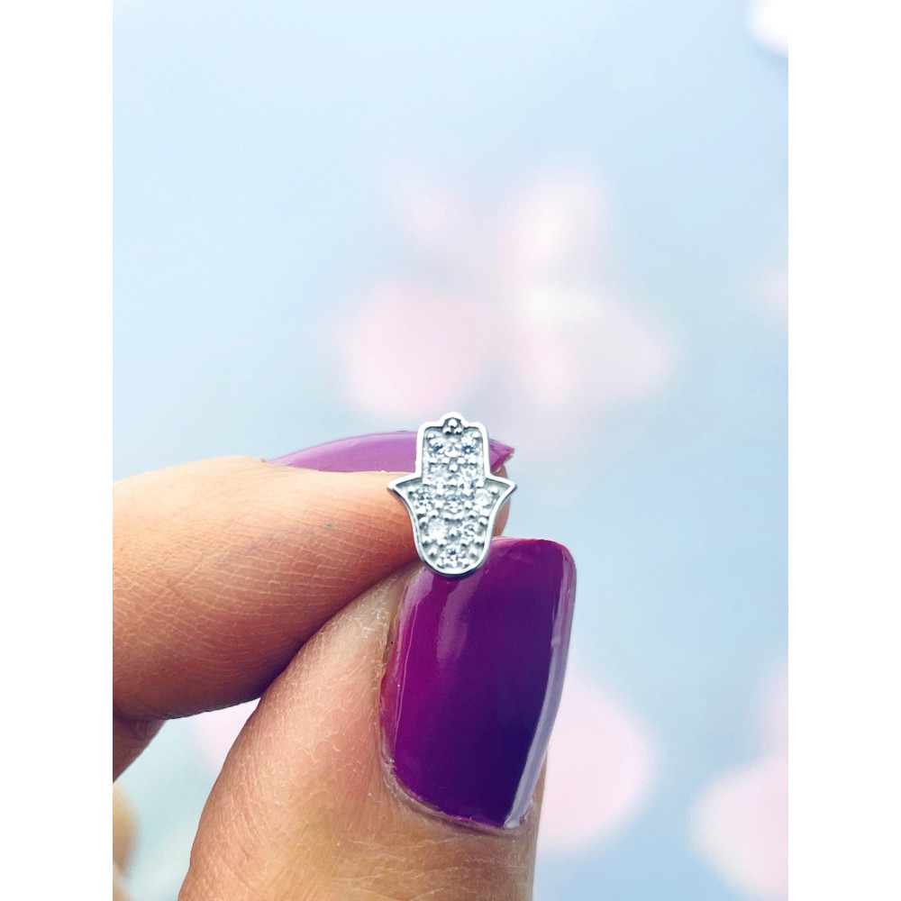 Fatimas Hand 925 Silber Ohrringe mit Zirkonia