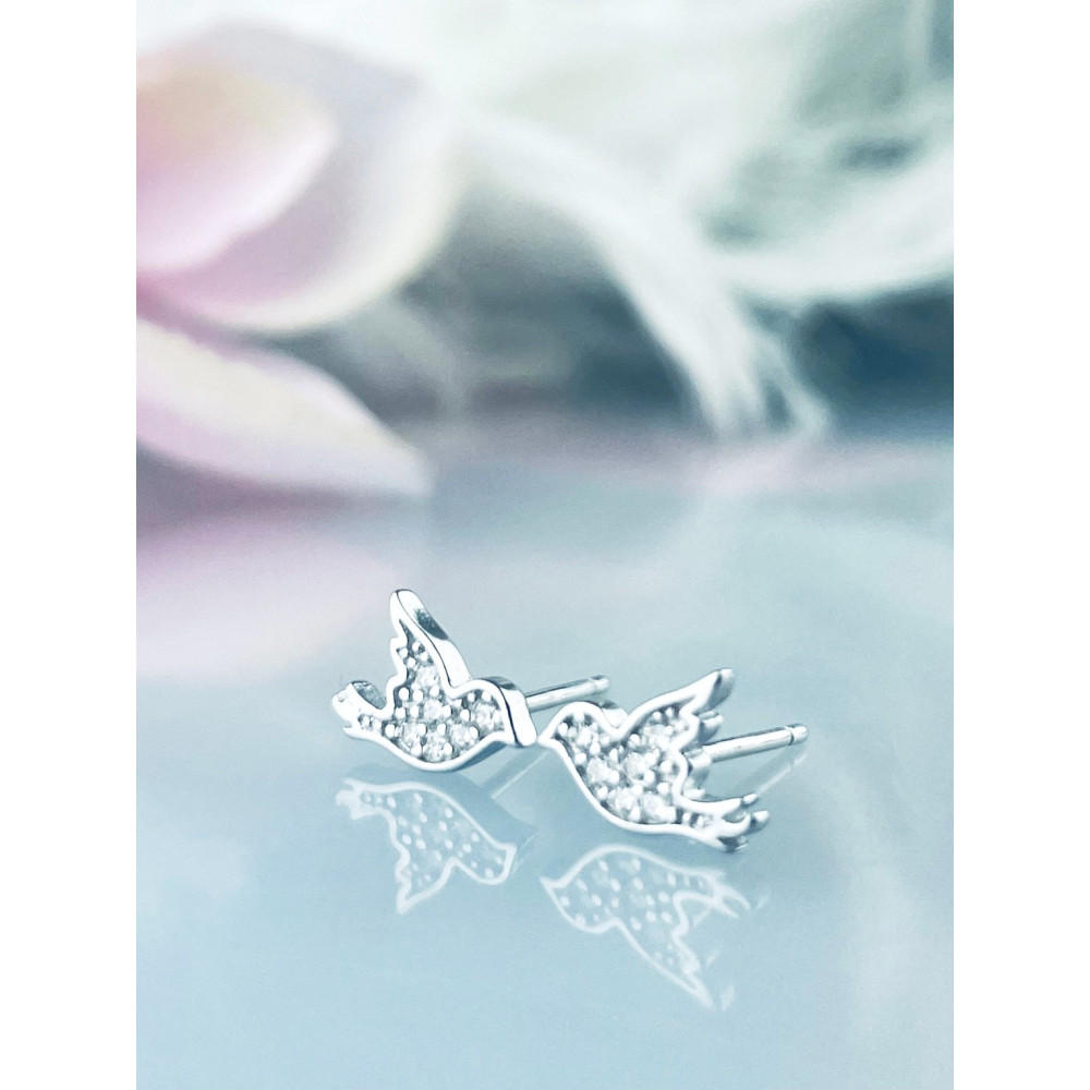 Vogel 925 Silber Ohrringe mit Zirkonia