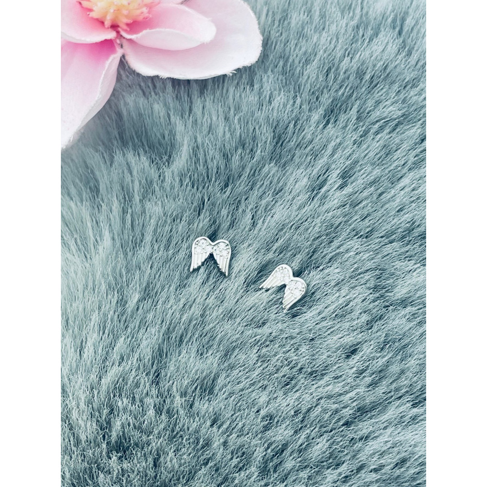 Flügel 925 Silber Ohrringe mit Zirkonia