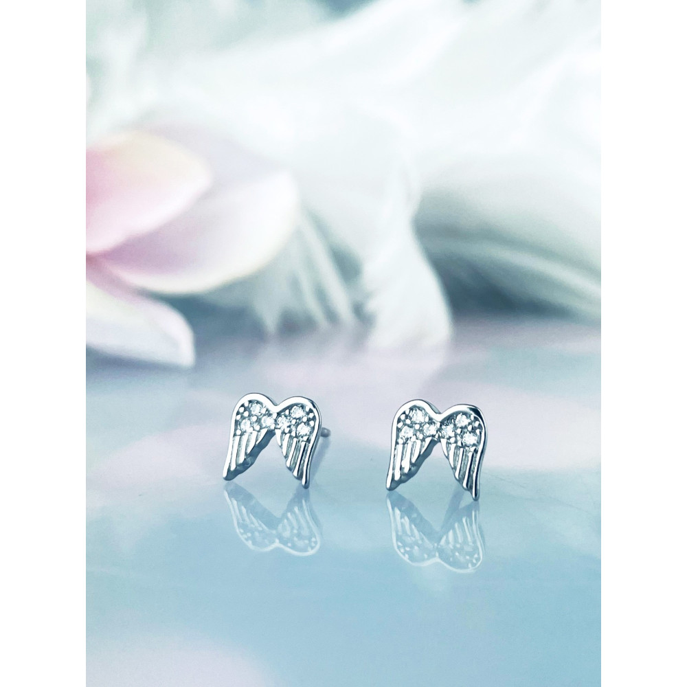 Flügel 925 Silber Ohrringe mit Zirkonia