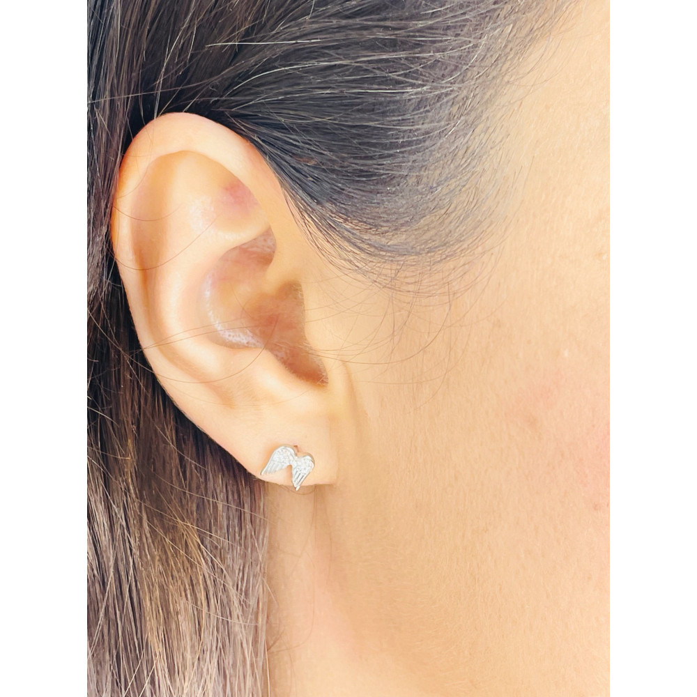 Flügel 925 Silber Ohrringe mit Zirkonia