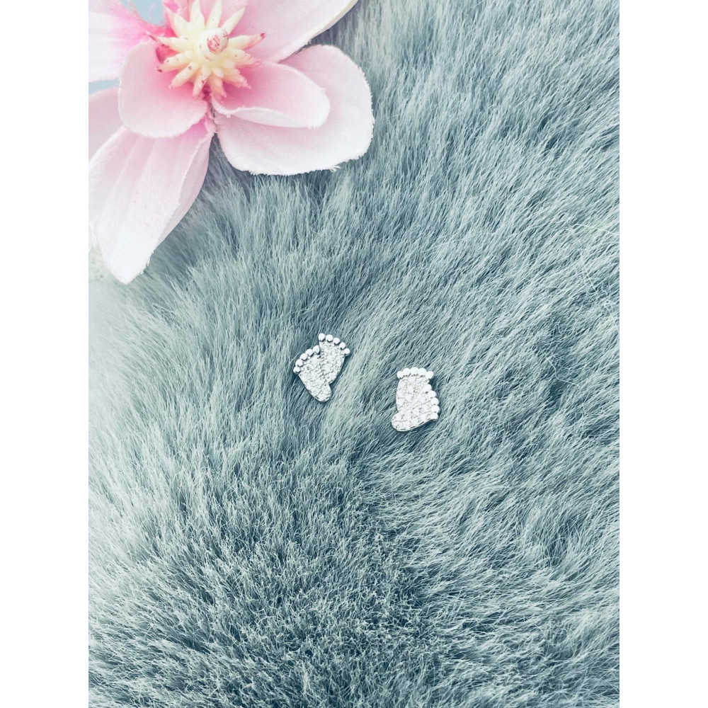 Füße 925 Silber Ohrringe mit Zirkonia