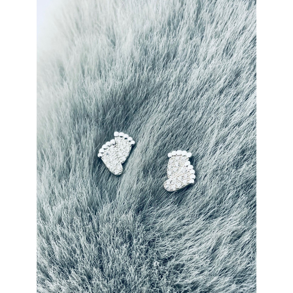 Füße 925 Silber Ohrringe mit Zirkonia