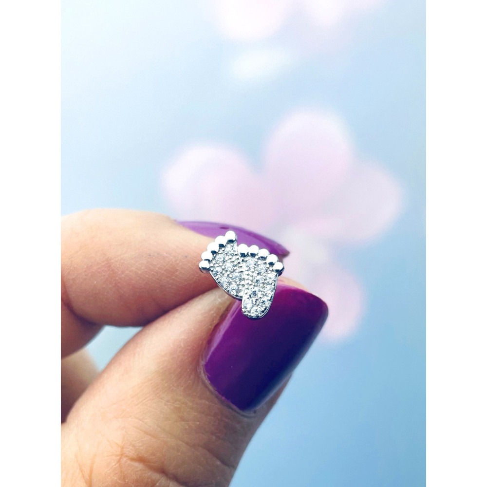 Füße 925 Silber Ohrringe mit Zirkonia