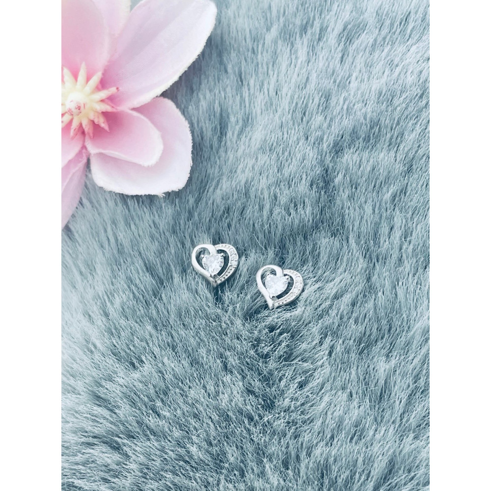 Herz 925 Silber Ohrringe mit Zirkonia