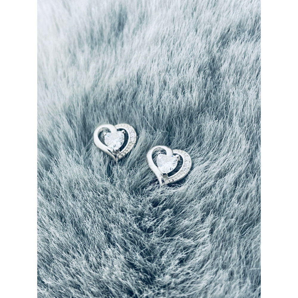 Herz 925 Silber Ohrringe mit Zirkonia