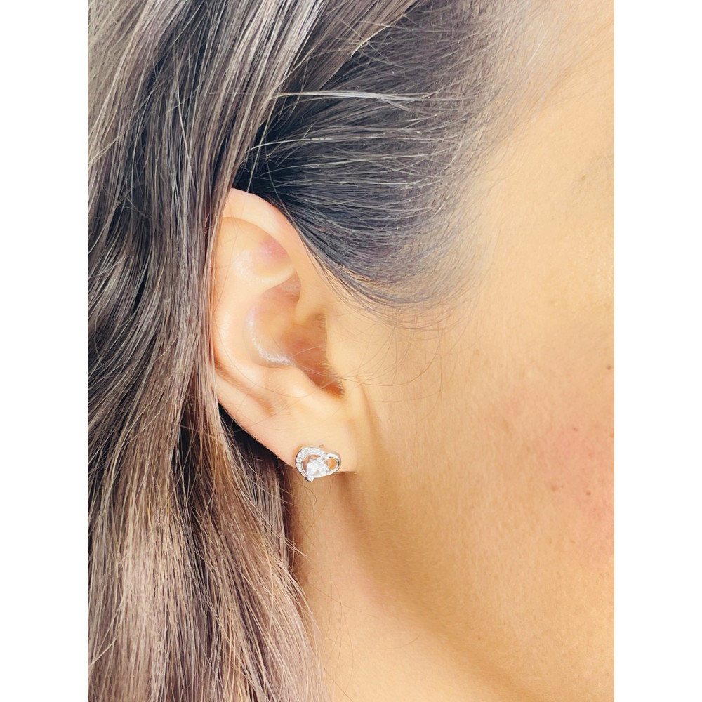 Herz 925 Silber Ohrringe mit Zirkonia