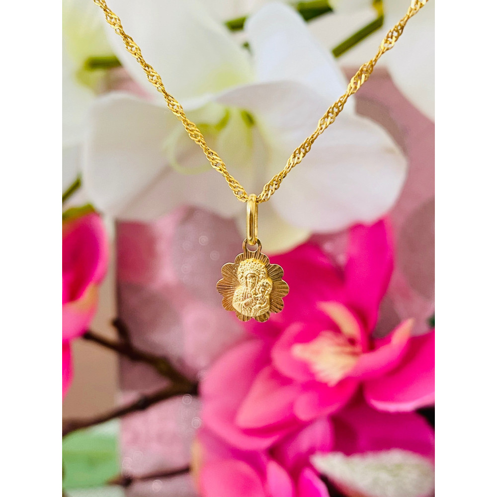 Złoty Medalik Zawieszka Matka Boska Częstochowska