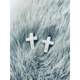 Kreuz 925 Silber mit Zirkonia Ohrringe Damen