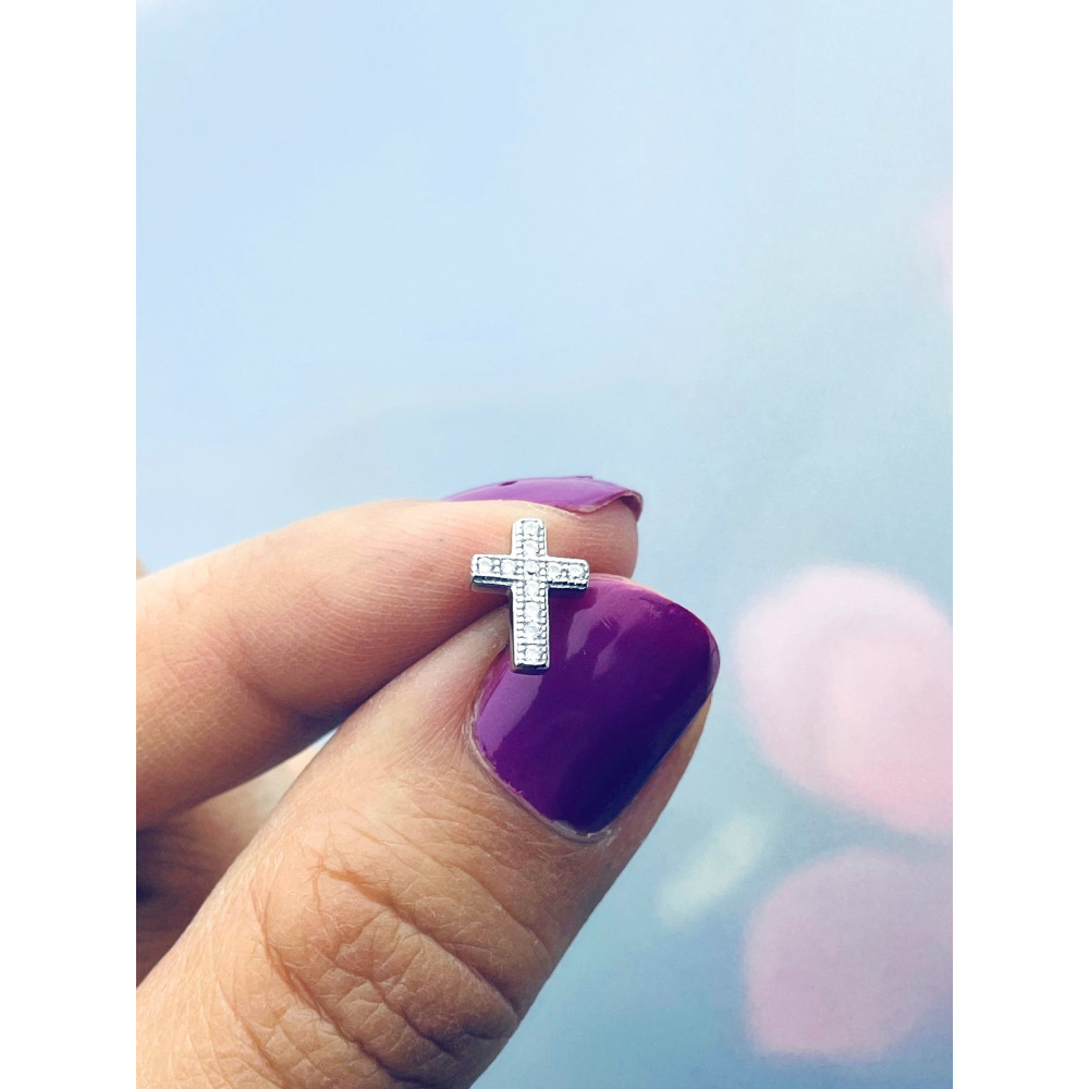 Kreuz 925 Silber mit Zirkonia Ohrringe Damen