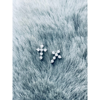 Kreuz 925 Silber mit Zirkonia Ohrringe Damen