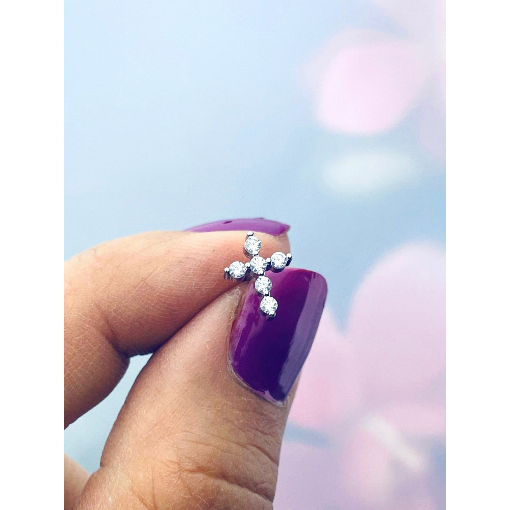 Kreuz 925 Silber mit Zirkonia Ohrringe Damen