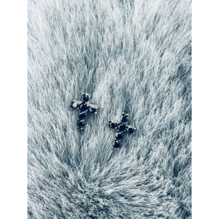 Kreuz 925 Silber mit Onyx Ohrringe Damen