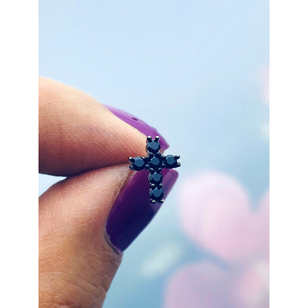 Kreuz 925 Silber mit Onyx Ohrringe Damen