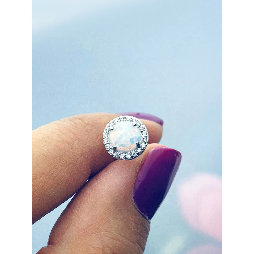 Kreis 925 Silber mit Opal und Zirkonia Ohrringe