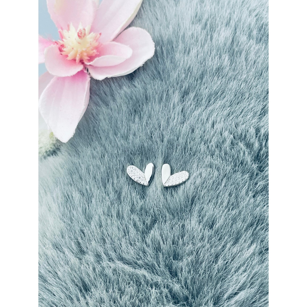 Herz 925 Silber mit Zirkonia Ohrringe