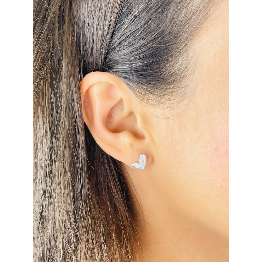 Herz 925 Silber mit Zirkonia Ohrringe