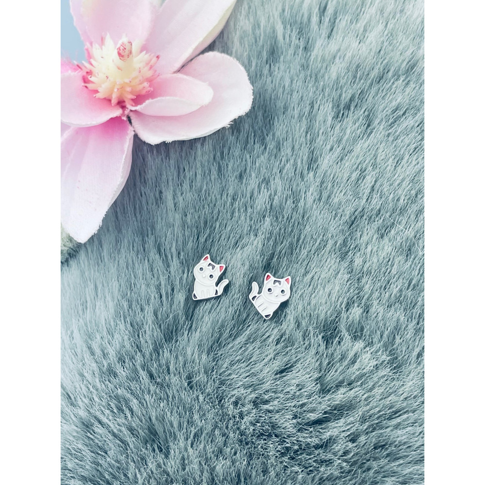 Kätzchen 925 Silber Ohrringe