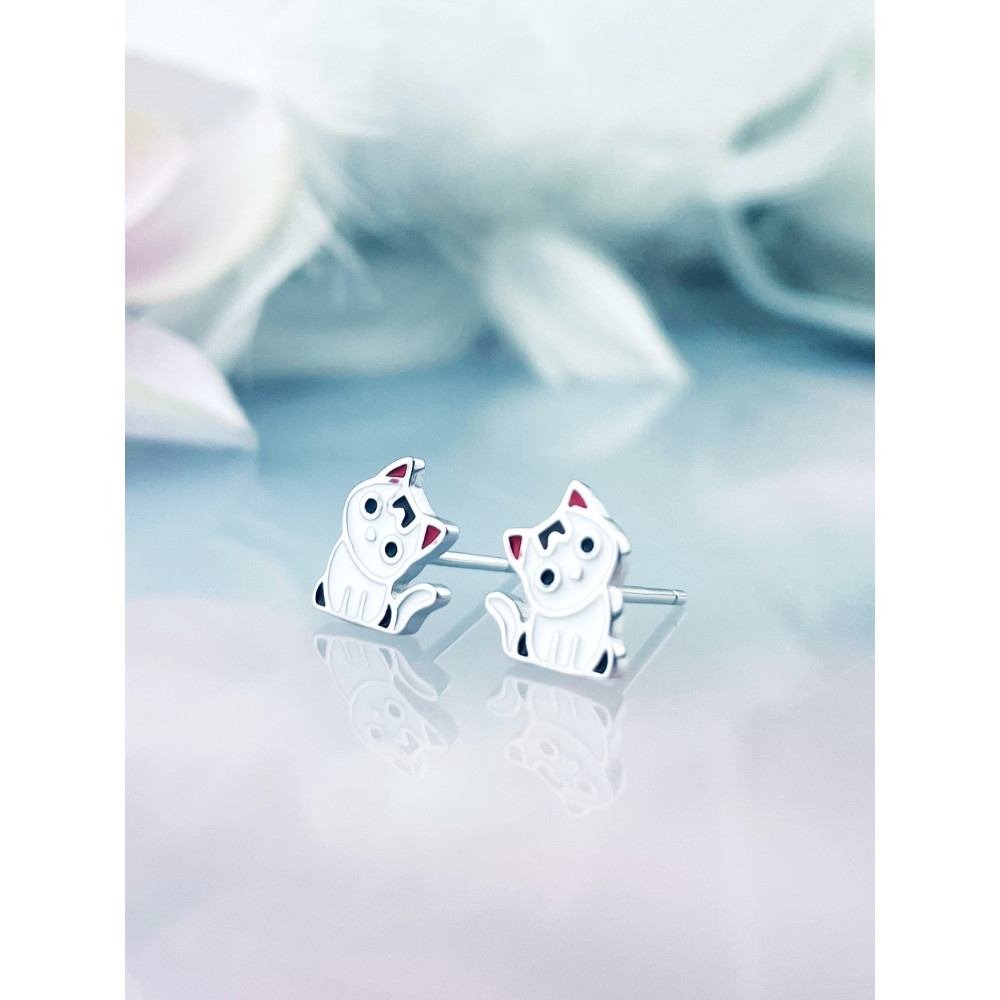 Kätzchen 925 Silber Ohrringe