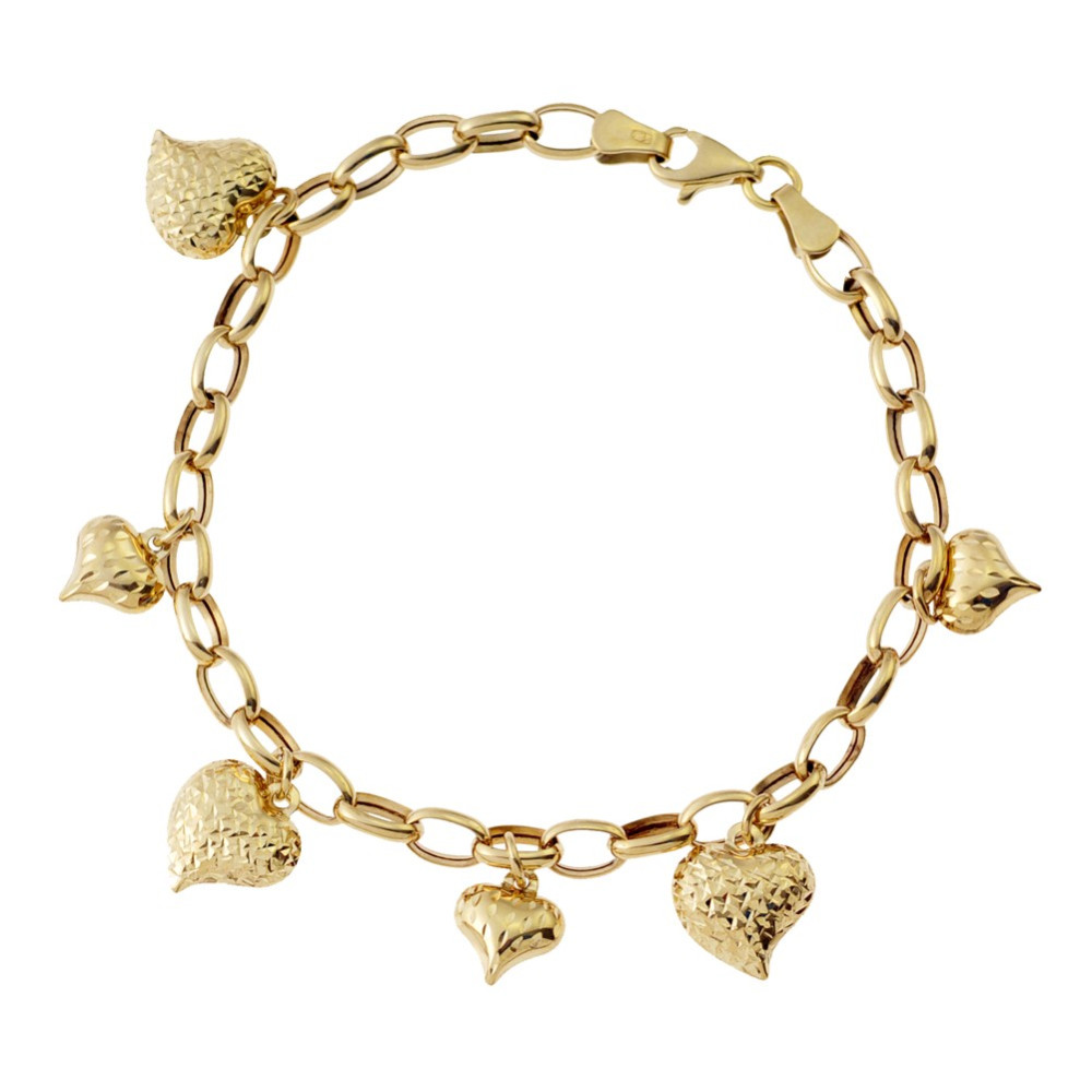 Złota bransoletka z zawieszkami serce