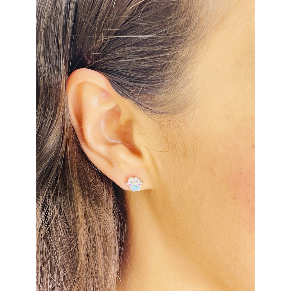 Eule 925 Silber Ohrringe