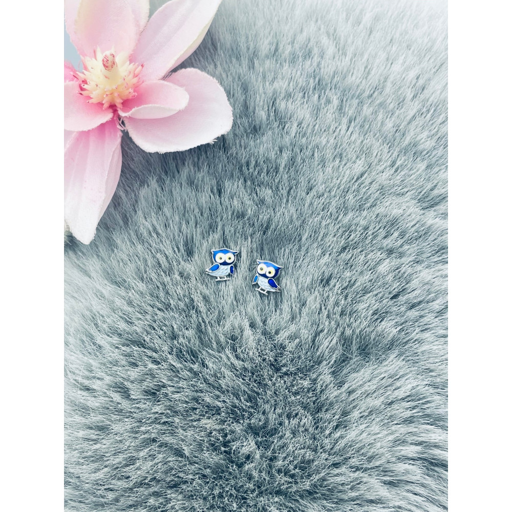 Eule 925 Silber Ohrringe