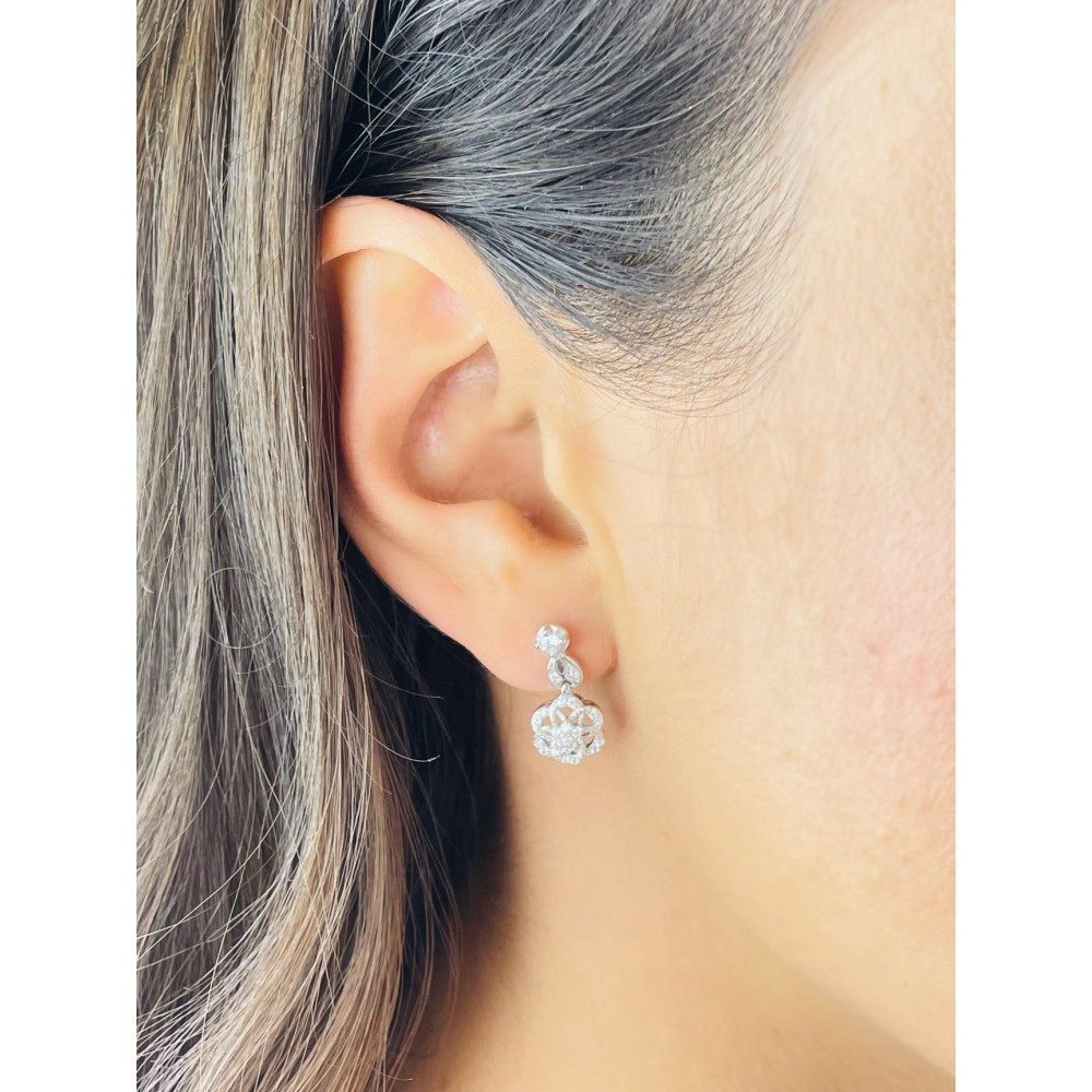 Blume 925 Silber mit Zirkonia Ohrringe