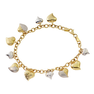 Złota bransoletka z zawieszkami serce