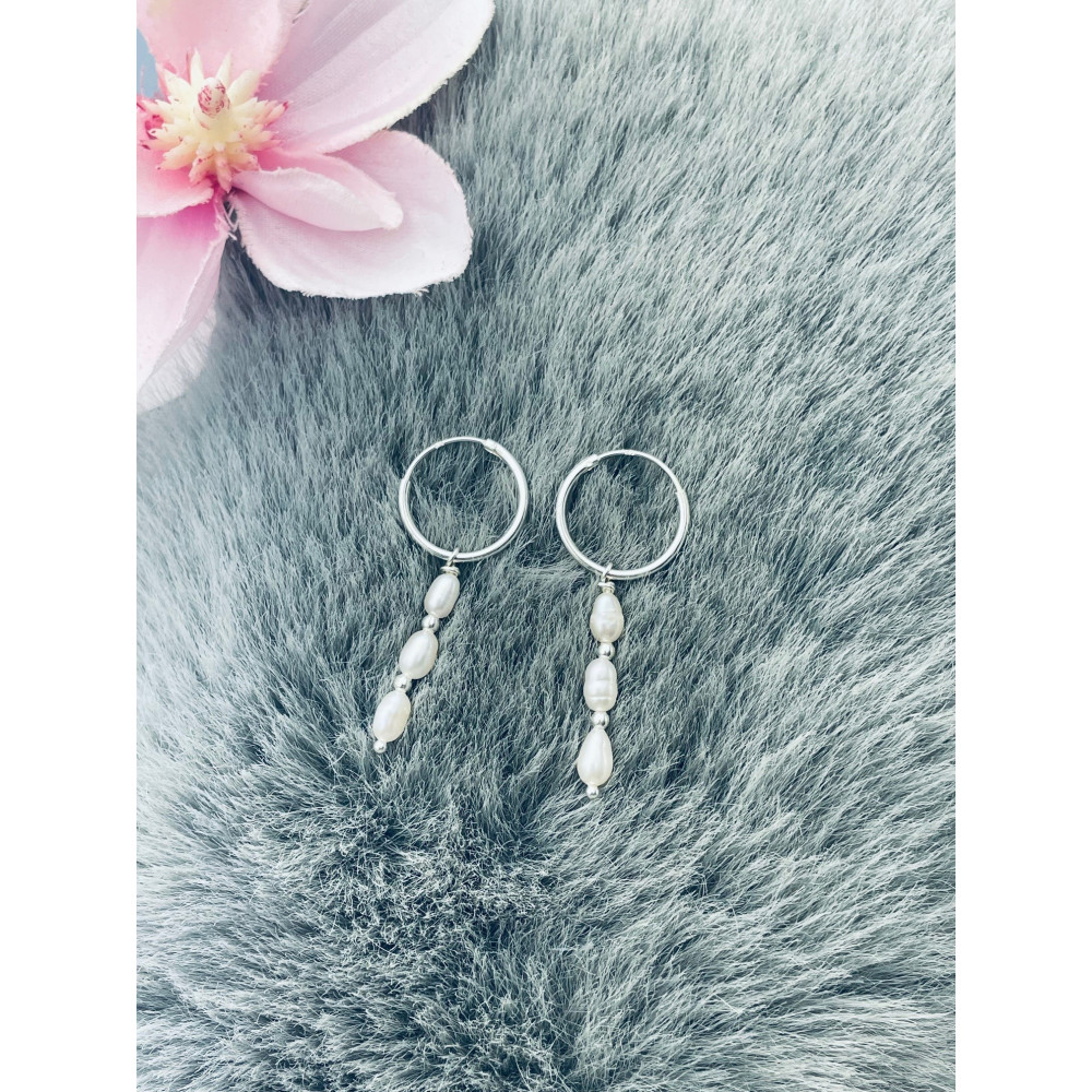 Kreis 925 Silber mit Perlen Ohrringe