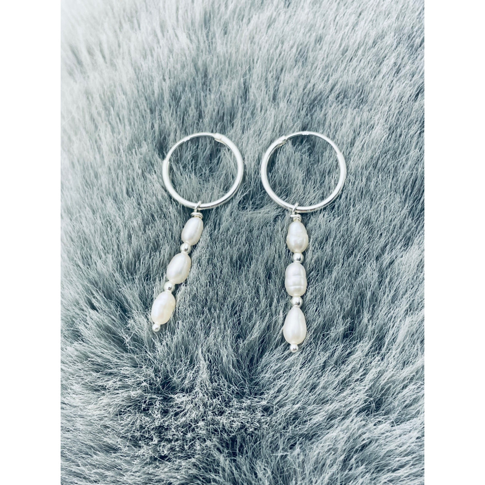 Kreis 925 Silber mit Perlen Ohrringe