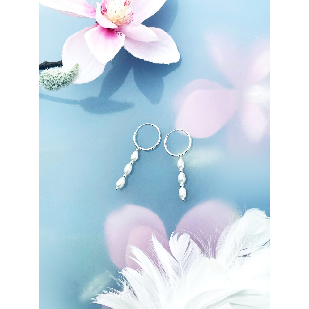 Kreis 925 Silber mit Perlen Ohrringe