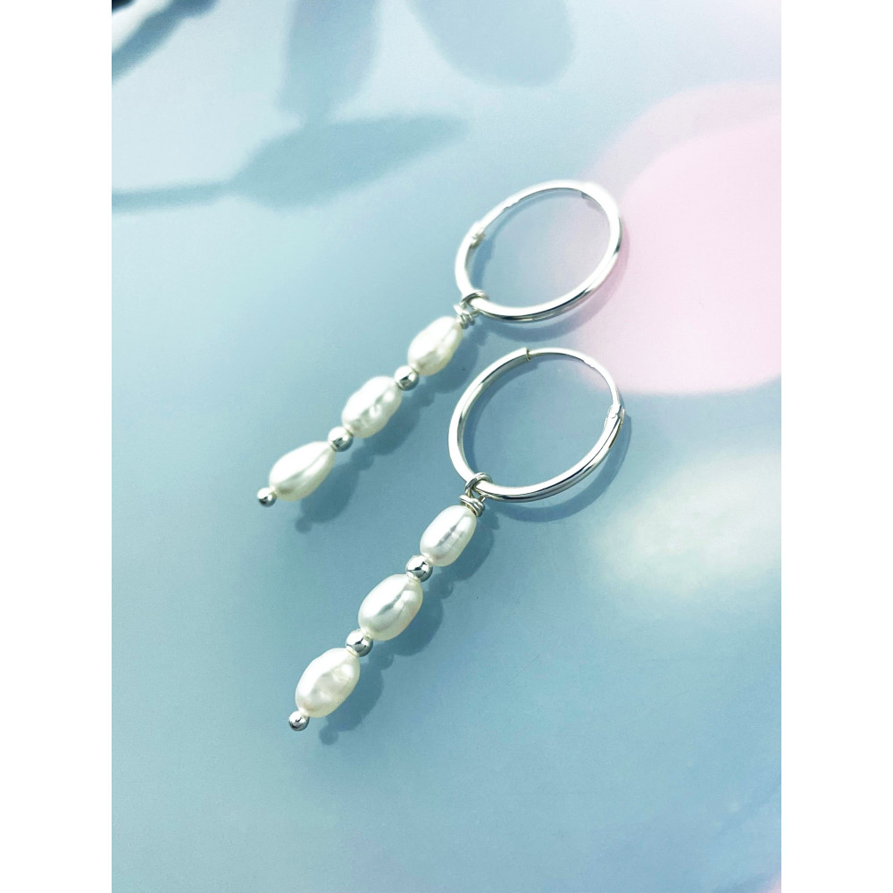 Kreis 925 Silber mit Perlen Ohrringe