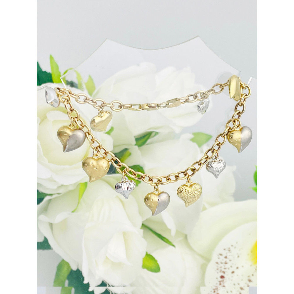 Złota bransoletka z zawieszkami serce