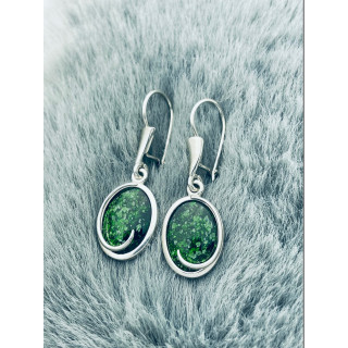 Srebrne kolczyki wiszące diopsyd chromowy