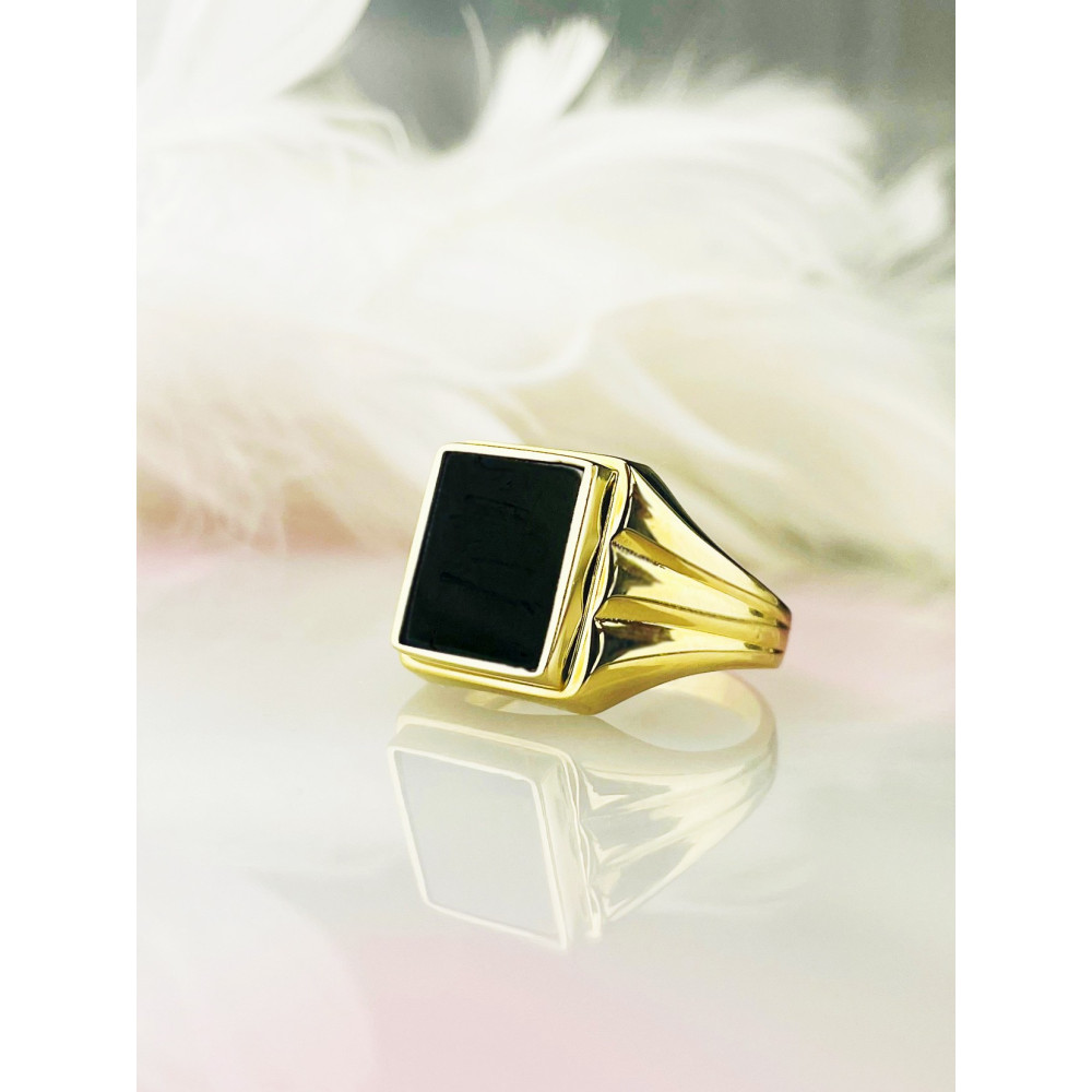 Gold-Siegelring für Männer Signet mit Onyx Gold 585er 14KT