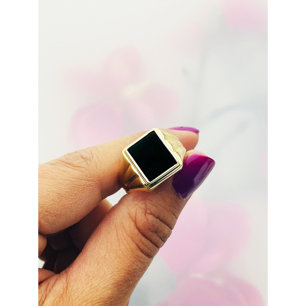 Gold-Siegelring für Männer Signet mit Onyx Gold 585er 14KT