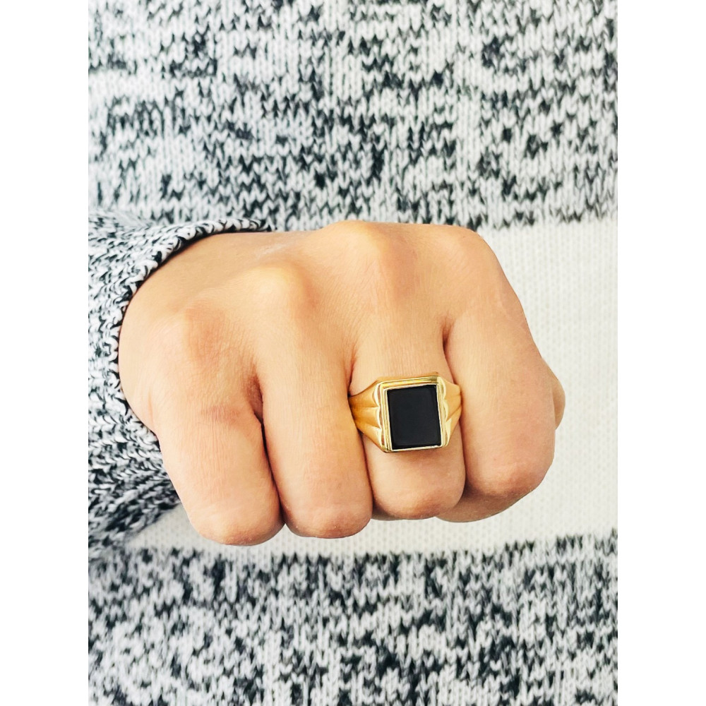 Gold-Siegelring für Männer Signet mit Onyx Gold 585er 14KT