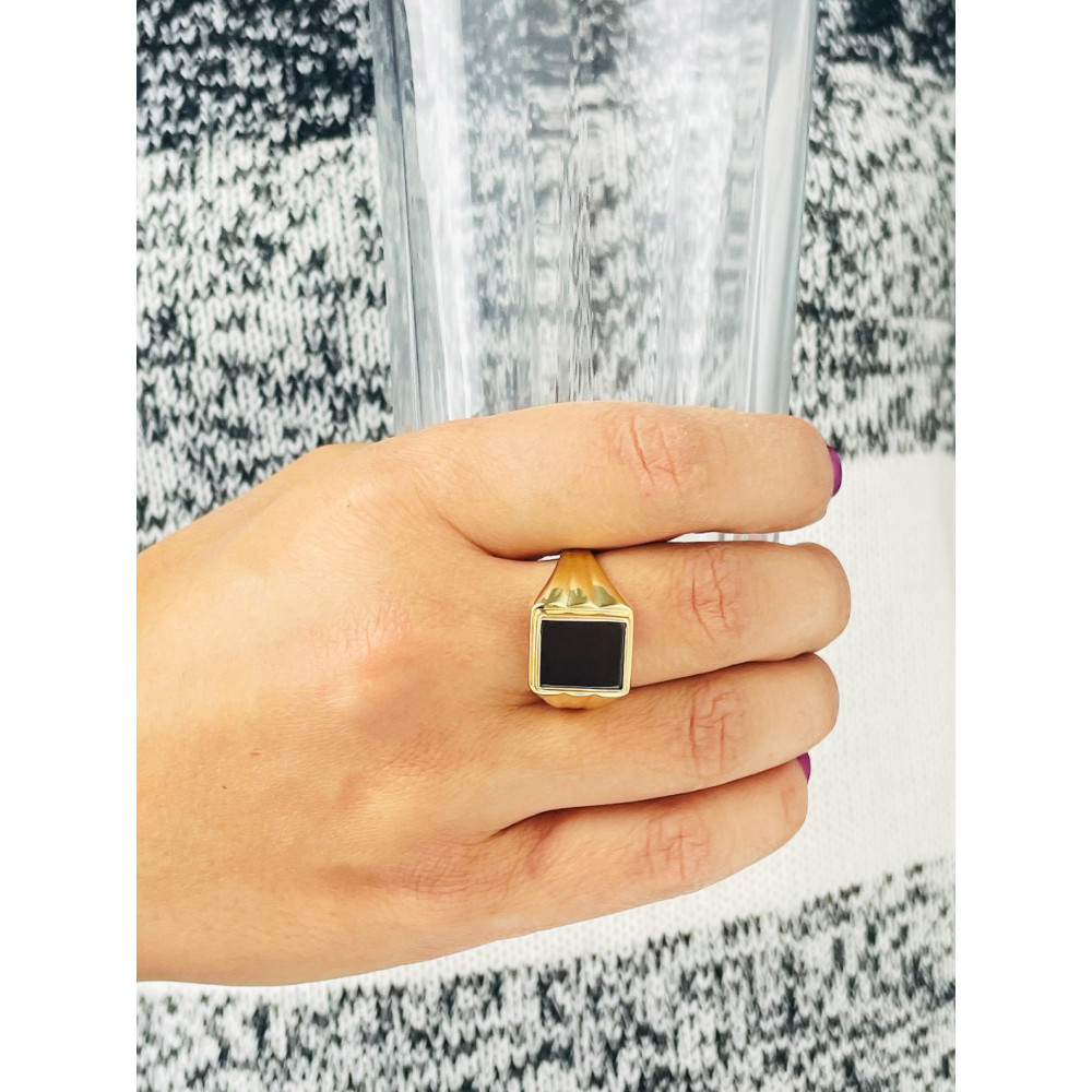 Gold-Siegelring für Männer Signet mit Onyx Gold 585er 14KT