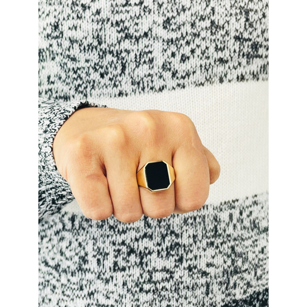 Gold-Siegelring für Männer Signet mit Onyx Gold 585er 14KT