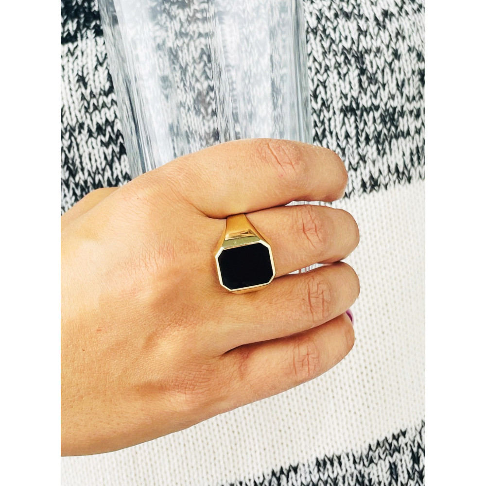 Gold-Siegelring für Männer Signet mit Onyx Gold 585er 14KT